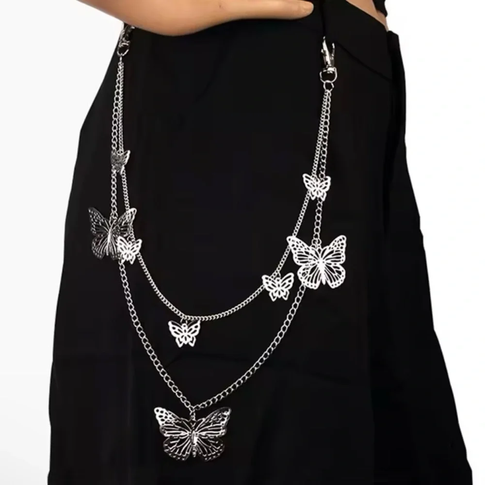 Punk Butterfly Biker Jeans Link Pants Keychain